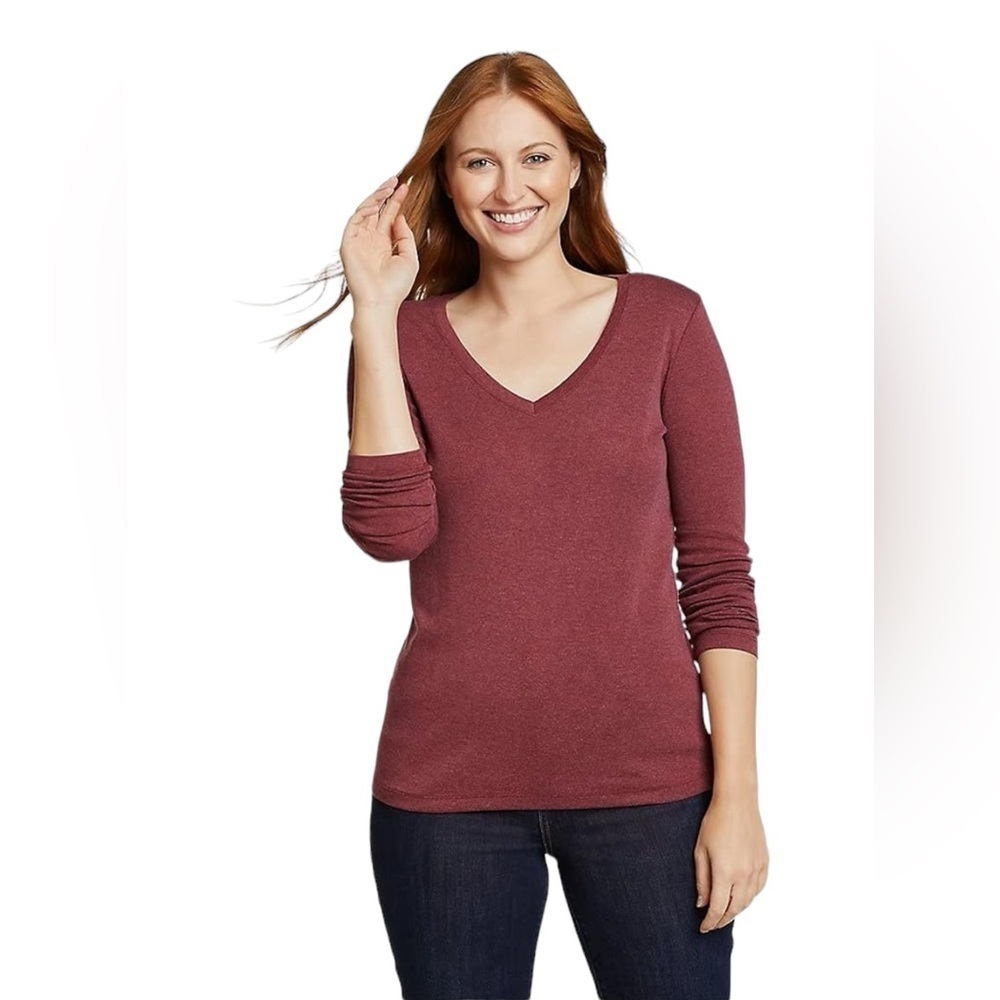 Eddie Bauer Women's Long-Sleeve V-Neck T-Shirt Size Large